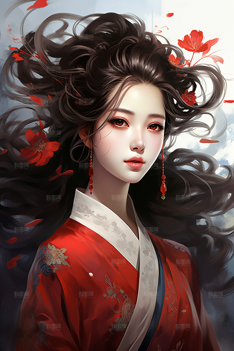 新中式美女艺术中国风插画