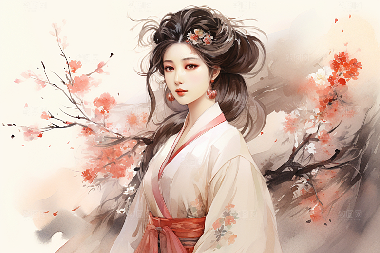 新中式美女中国风艺术插画