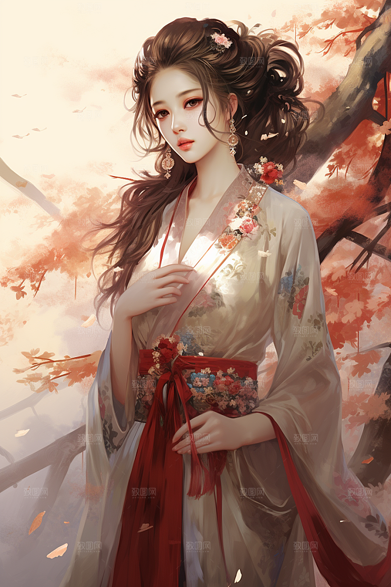 新中式美女文艺温婉插画
