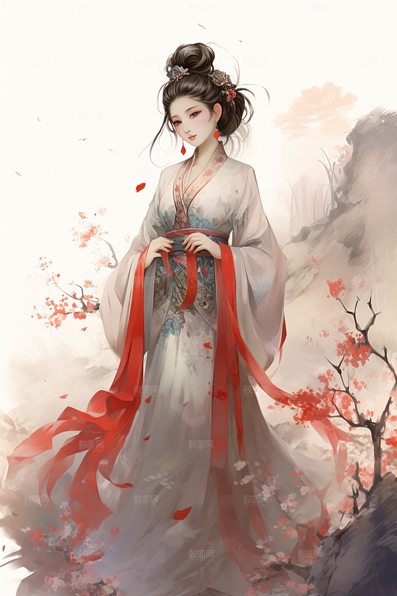 新中式美女艺术中国风插画