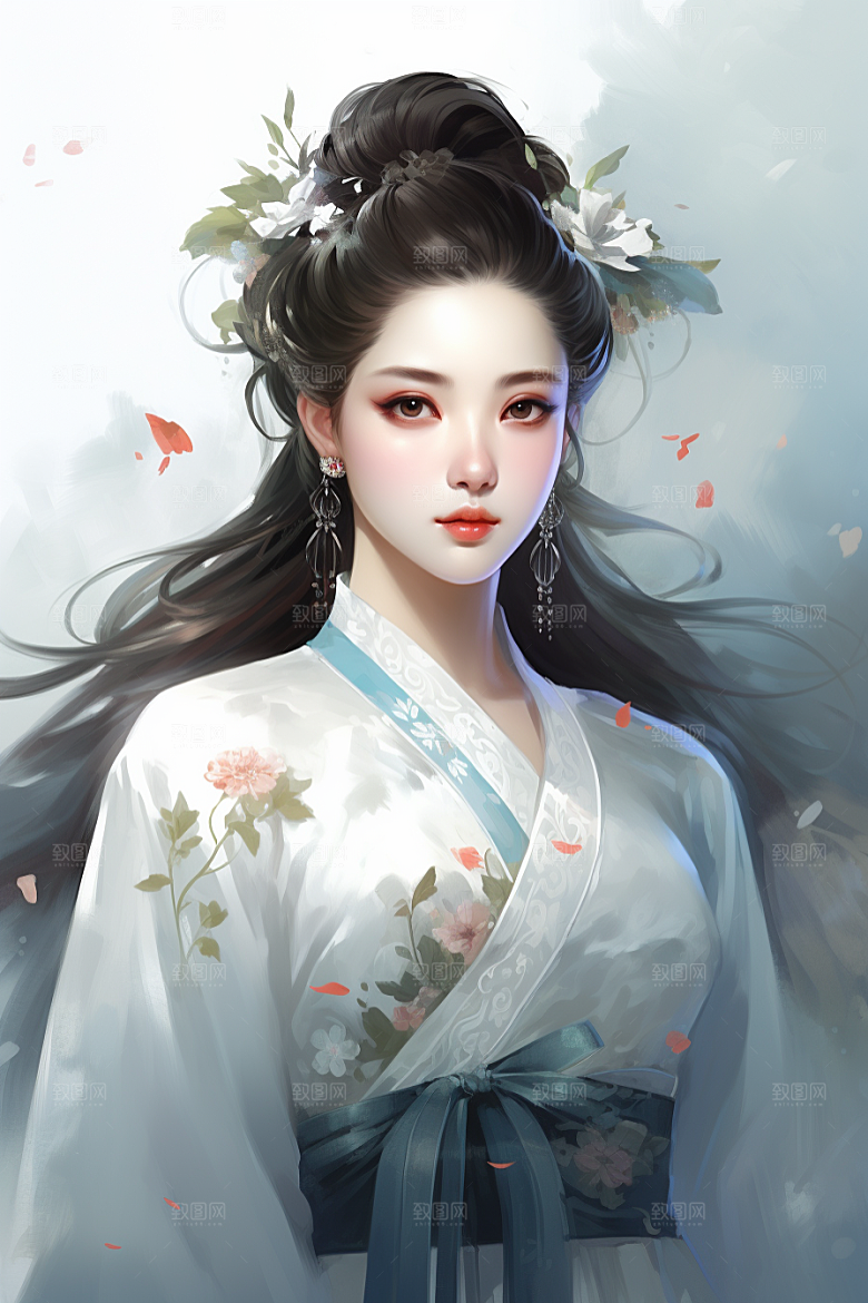 新中式美女艺术中国风插画