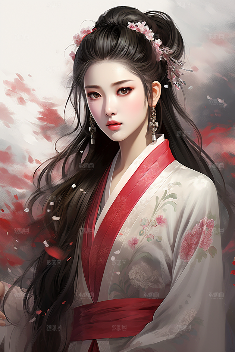 新中式美女唯美艺术插画
