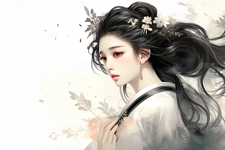 新中式美女中国风温婉插画
