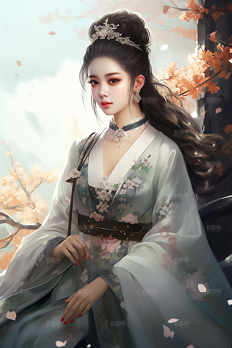 新中式美女文艺温婉插画