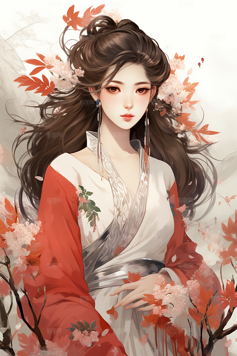 新中式美女中国风高清插画