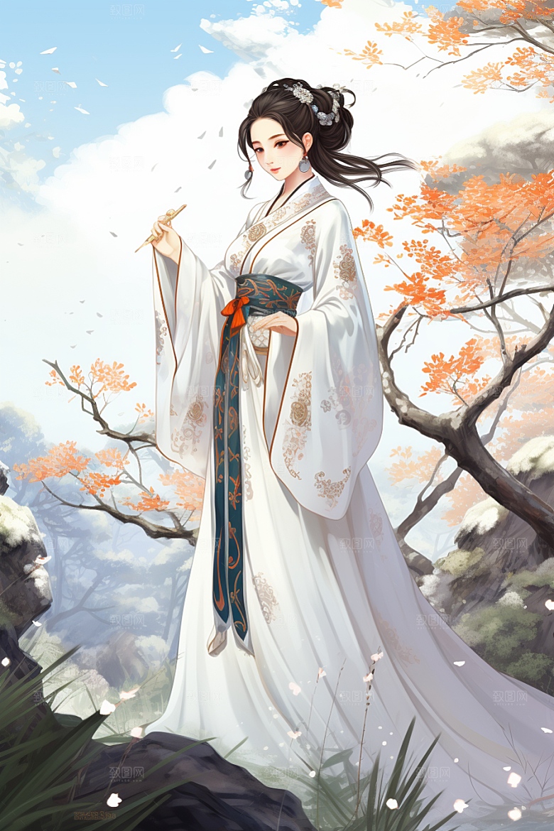 新中式美女高清温婉插画
