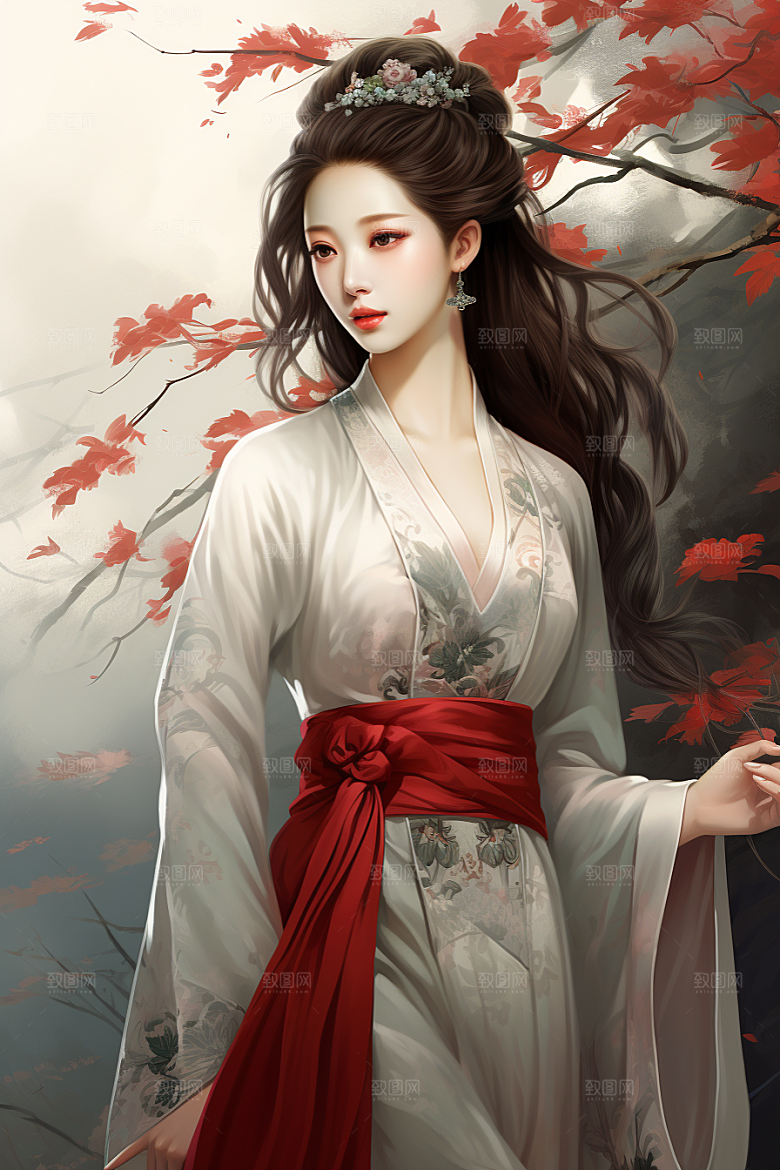 新中式美女中国风中国风插画