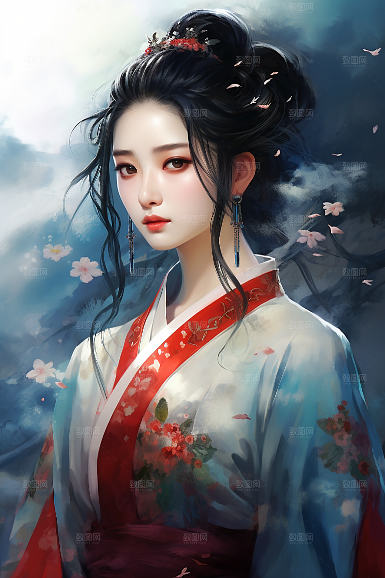 新中式美女温婉唯美插画