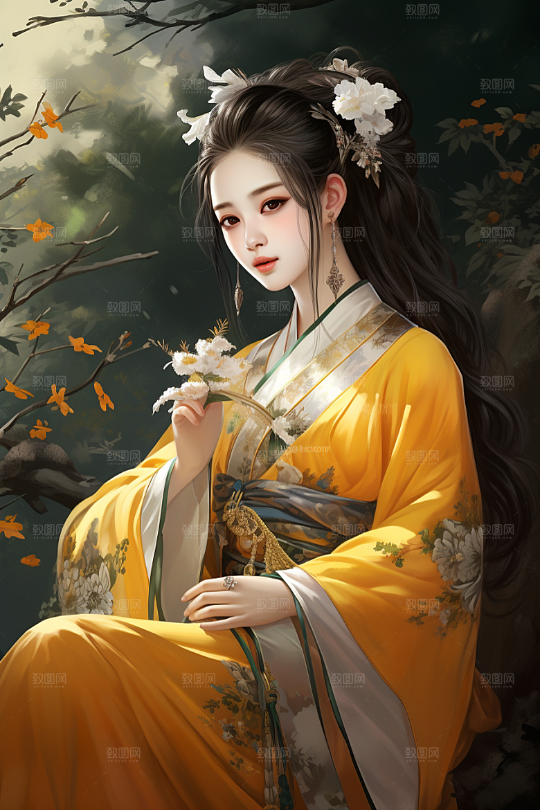 新中式美女唯美艺术插画