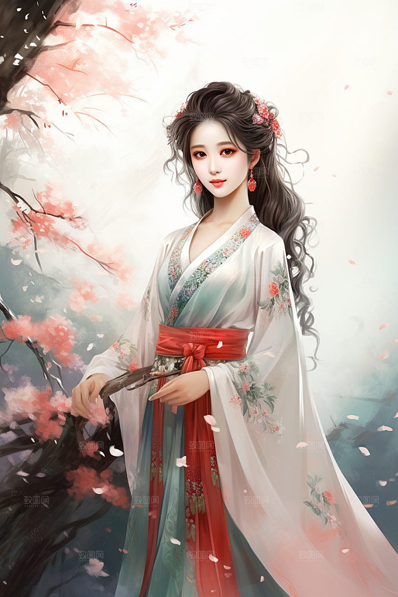 新中式美女文艺温婉插画