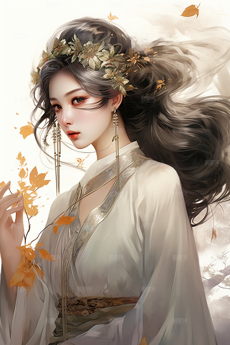 新中式美女手绘中国风插画