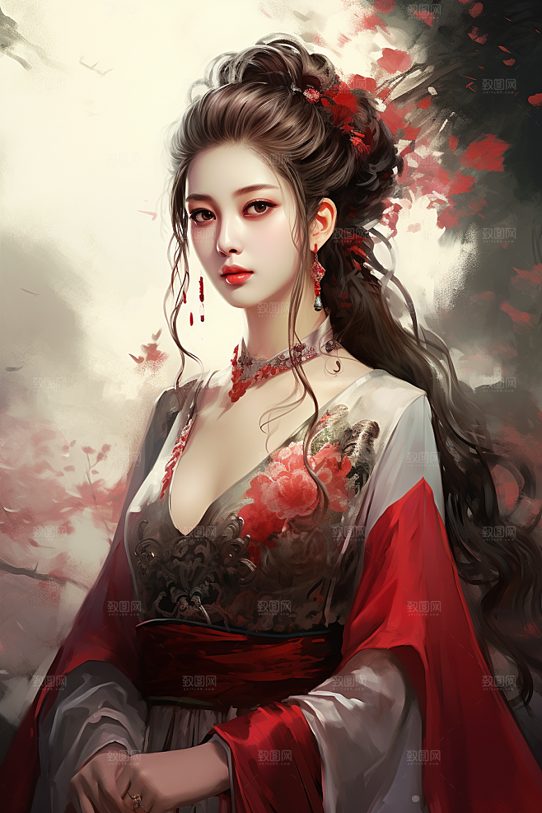 新中式美女高清唯美插画