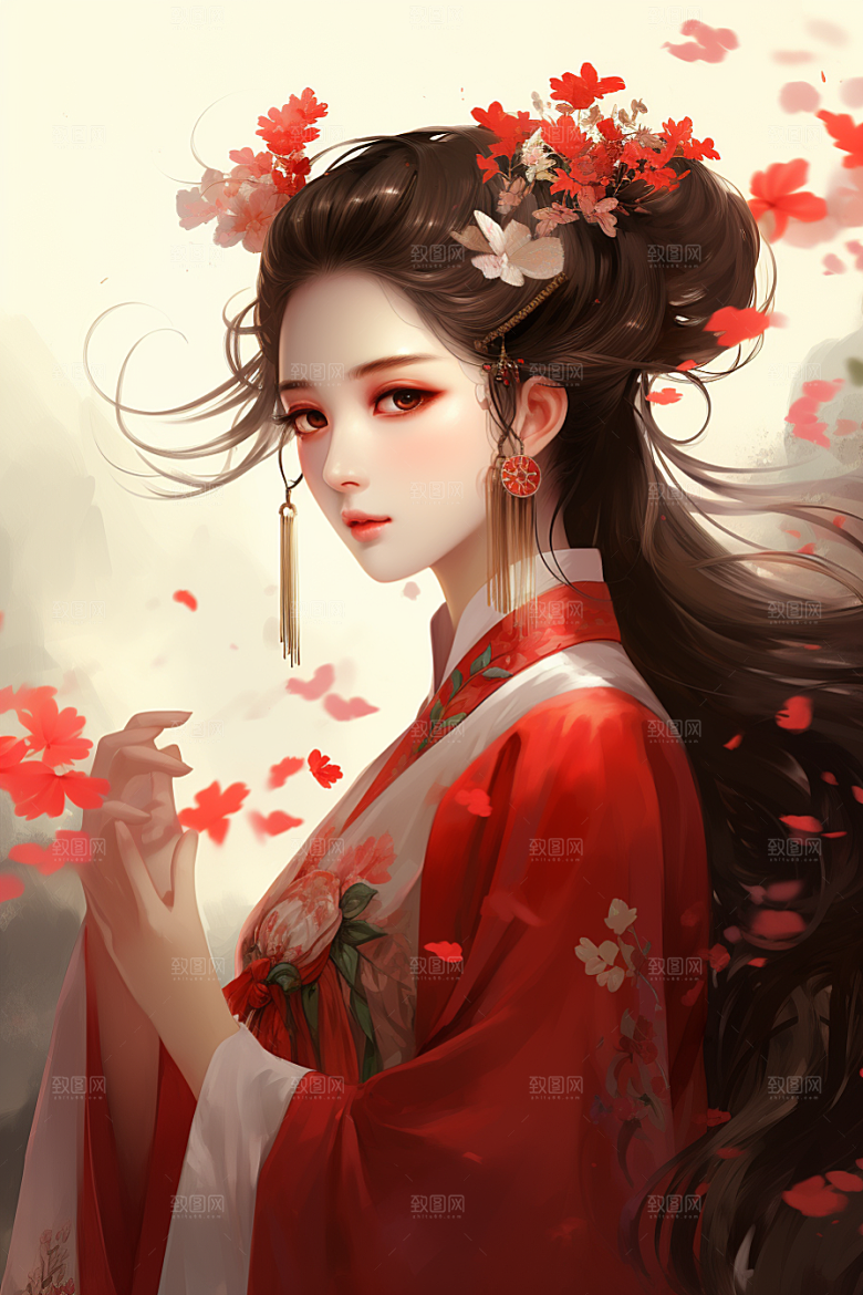 新中式美女温婉中国风插画