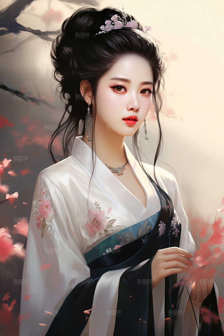 新中式美女文艺温婉插画