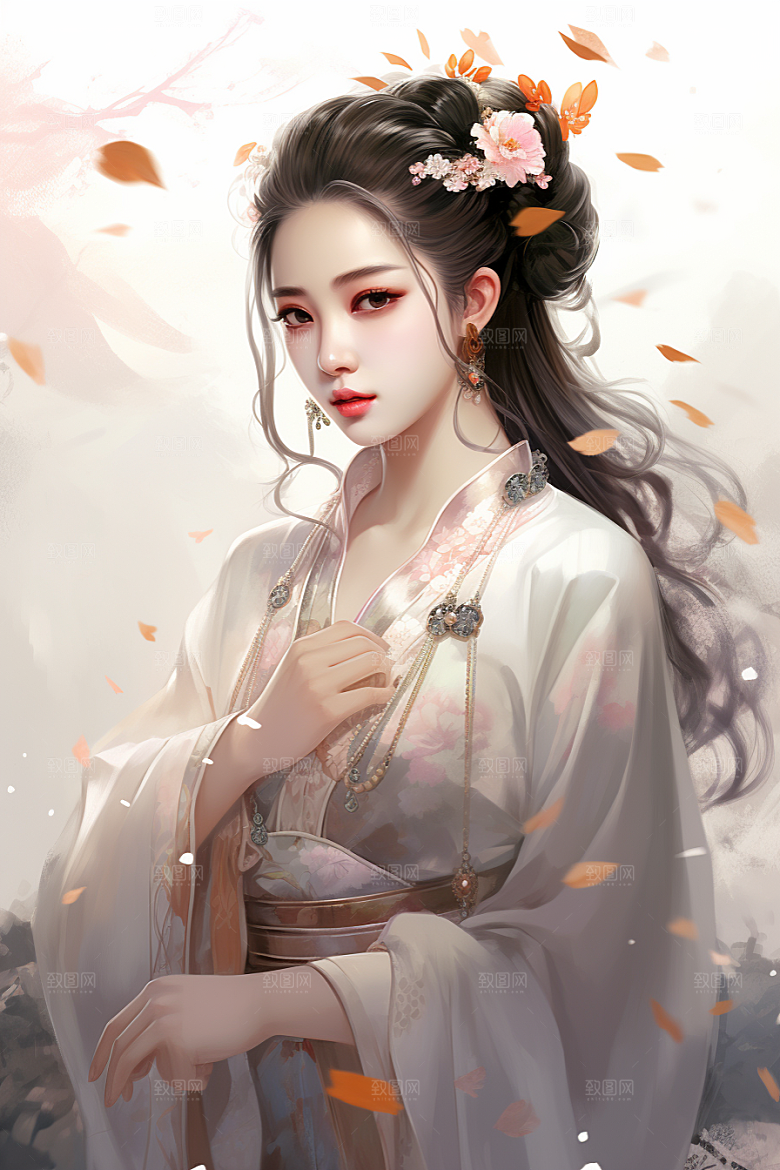 新中式美女文艺温婉插画