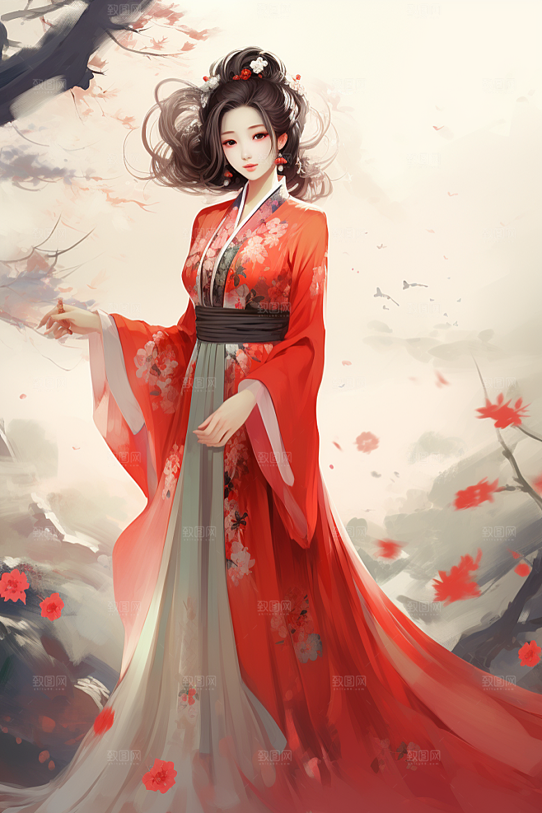 新中式美女艺术温婉插画