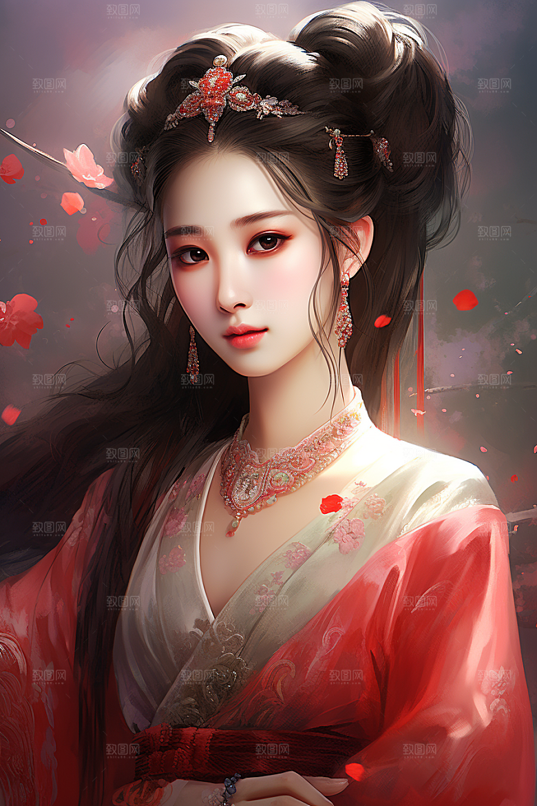 新中式美女艺术中国风插画