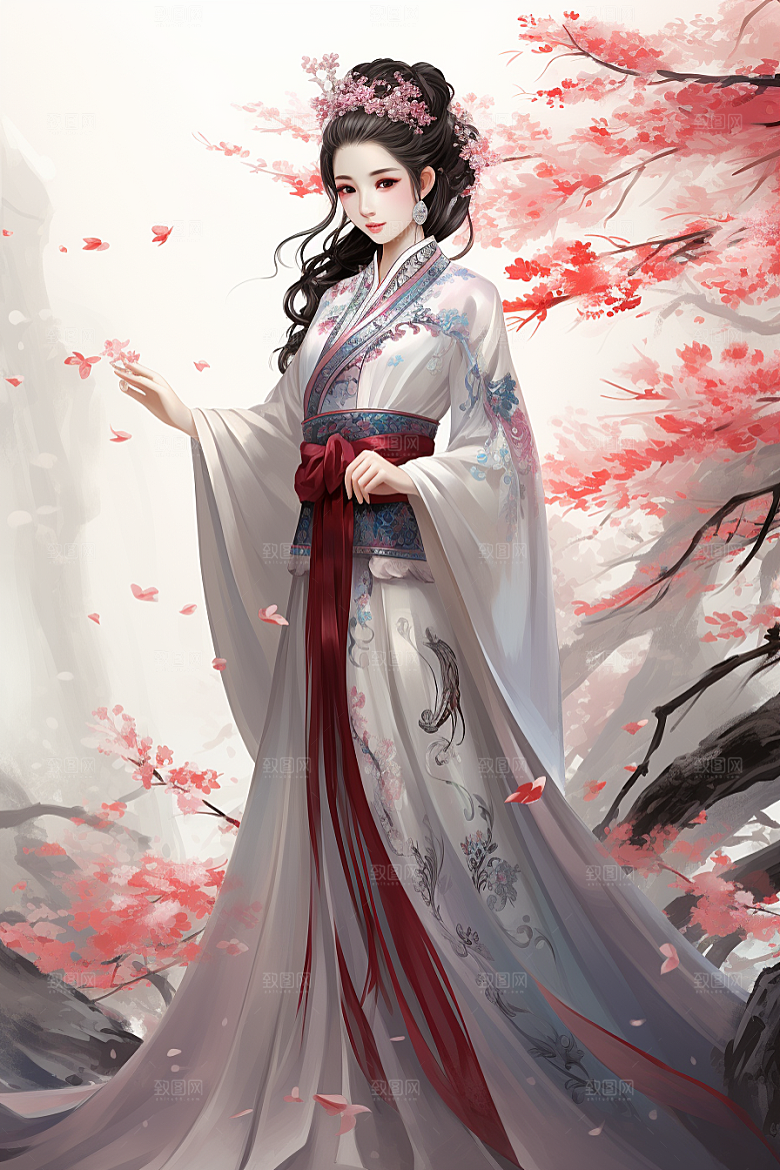 新中式美女艺术温婉插画