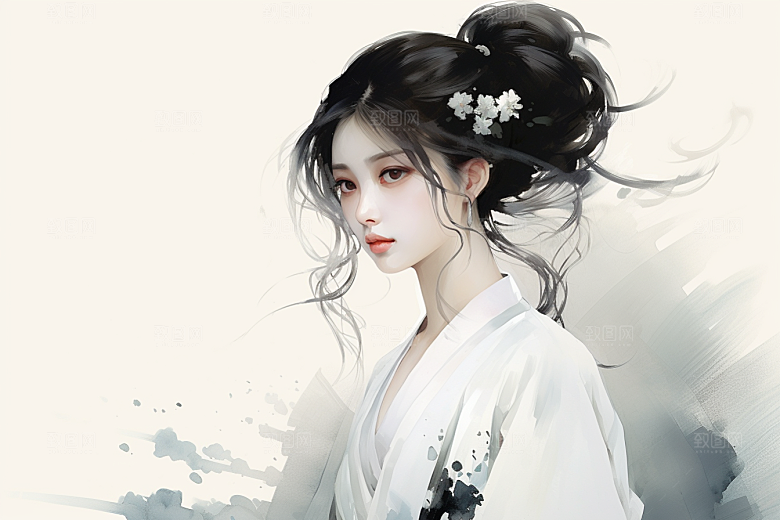 新中式美女温婉中国风插画