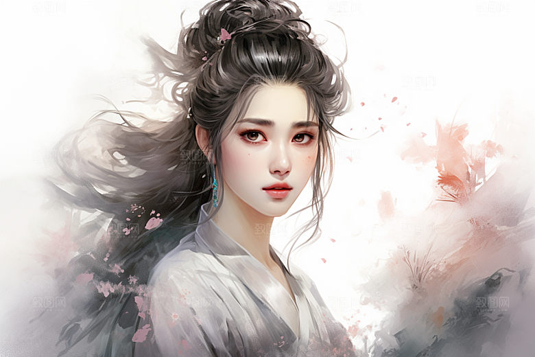 新中式美女温婉中国风插画