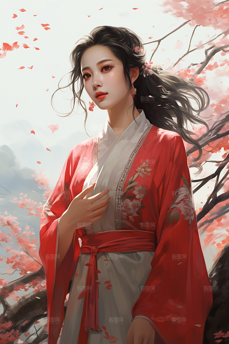 新中式美女文艺中国风插画