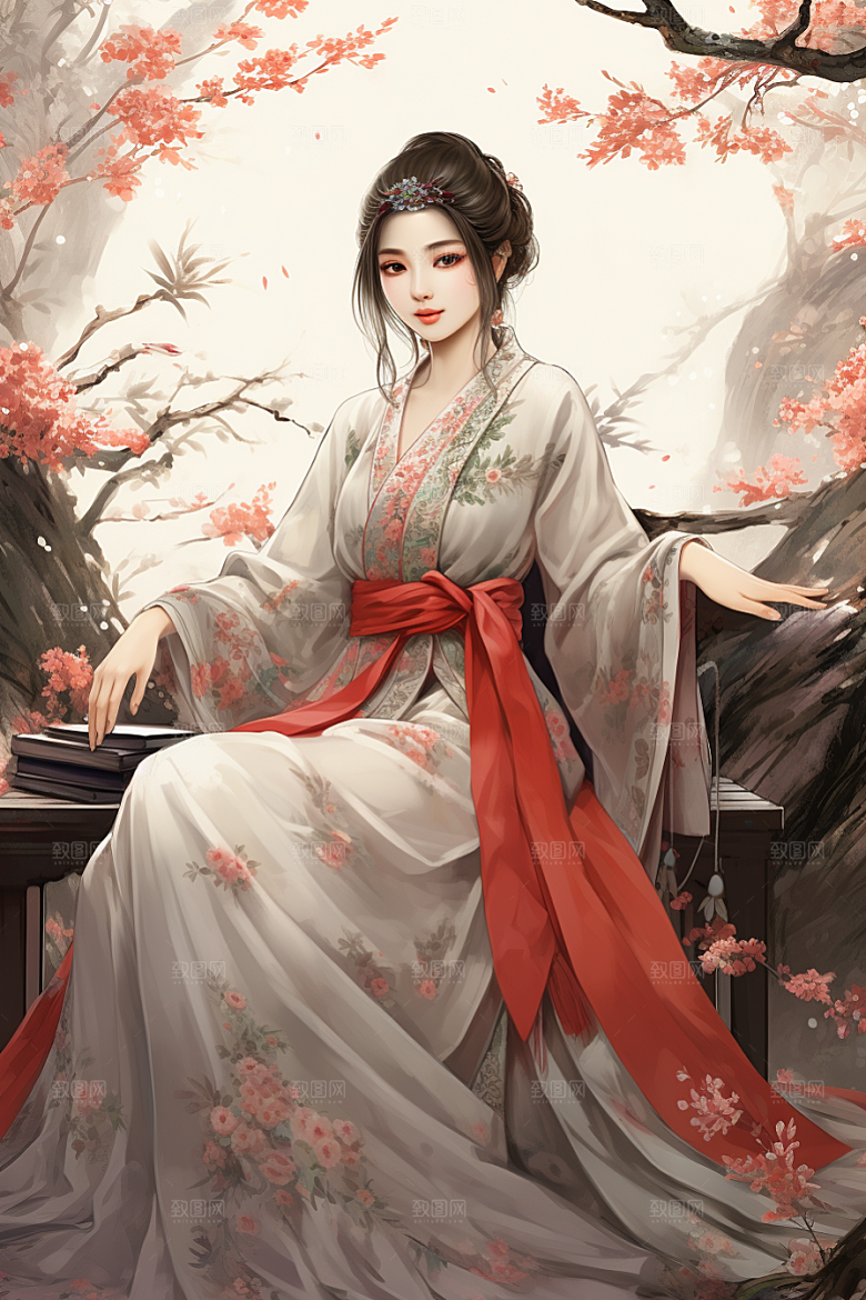 新中式美女唯美艺术插画