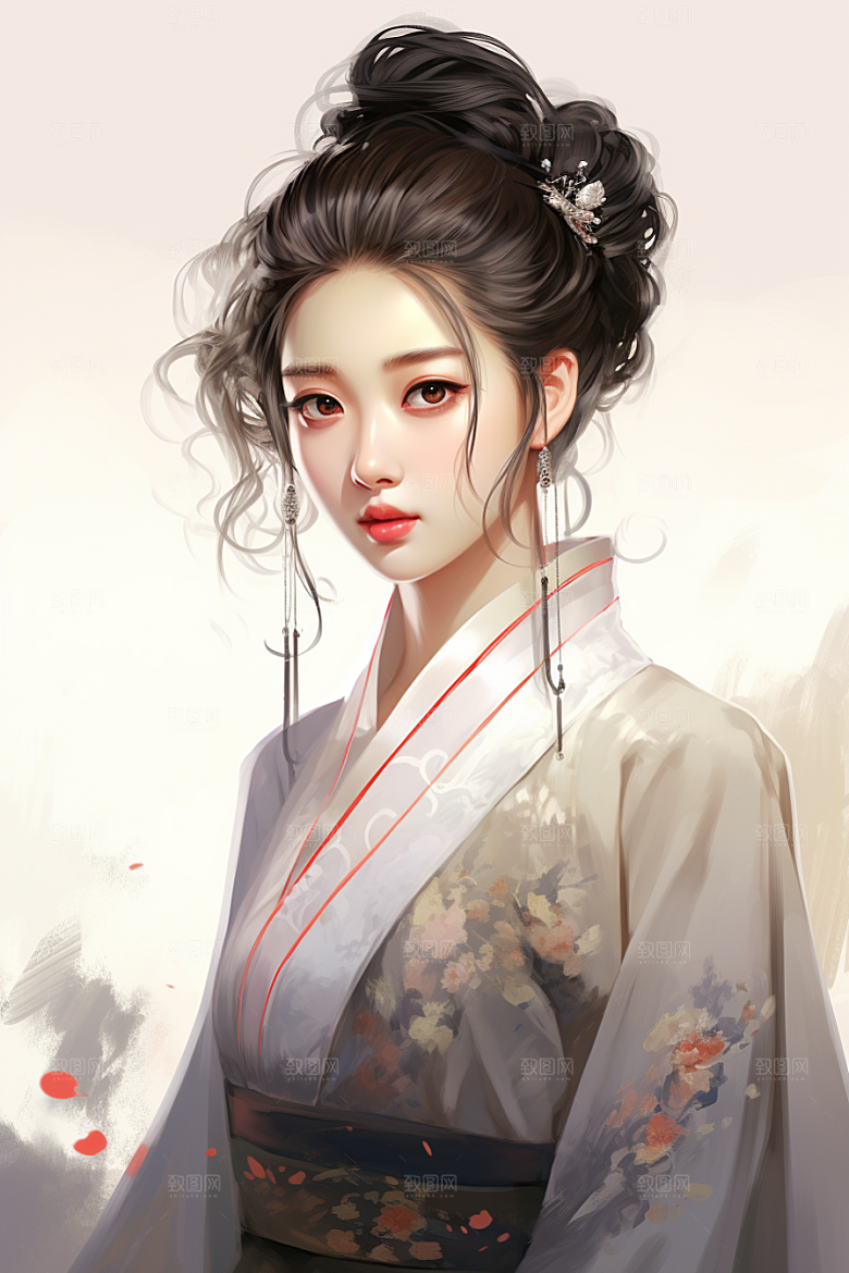 新中式美女中国风手绘插画