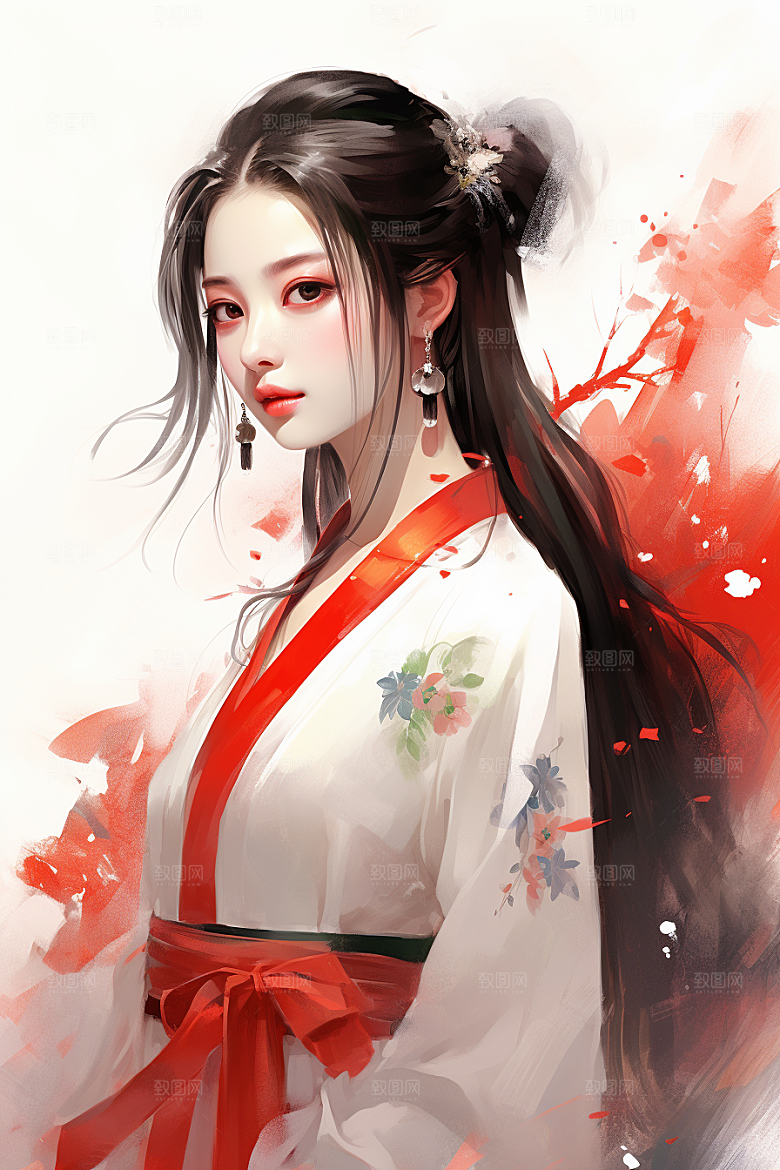 新中式美女高清文艺插画