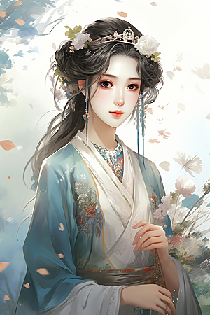 新中式美女中国风唯美插画