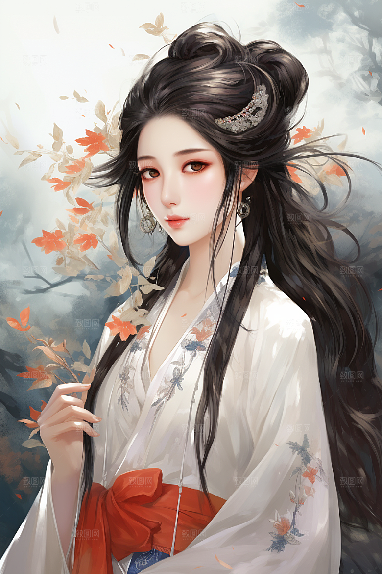 新中式美女唯美温婉插画