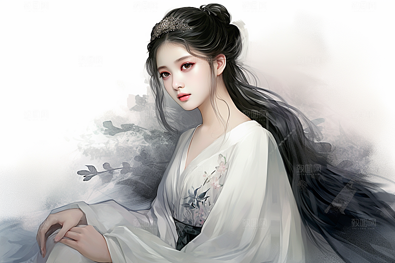 新中式美女唯美中国风插画
