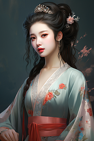 新中式美女中国风唯美插画