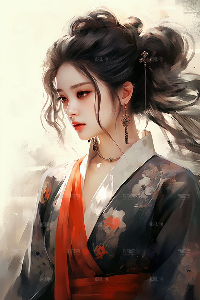 新中式美女唯美中国风插画