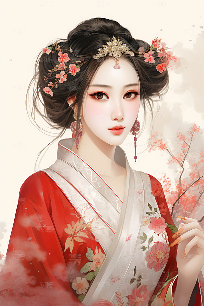 新中式美女中国风中国风插画