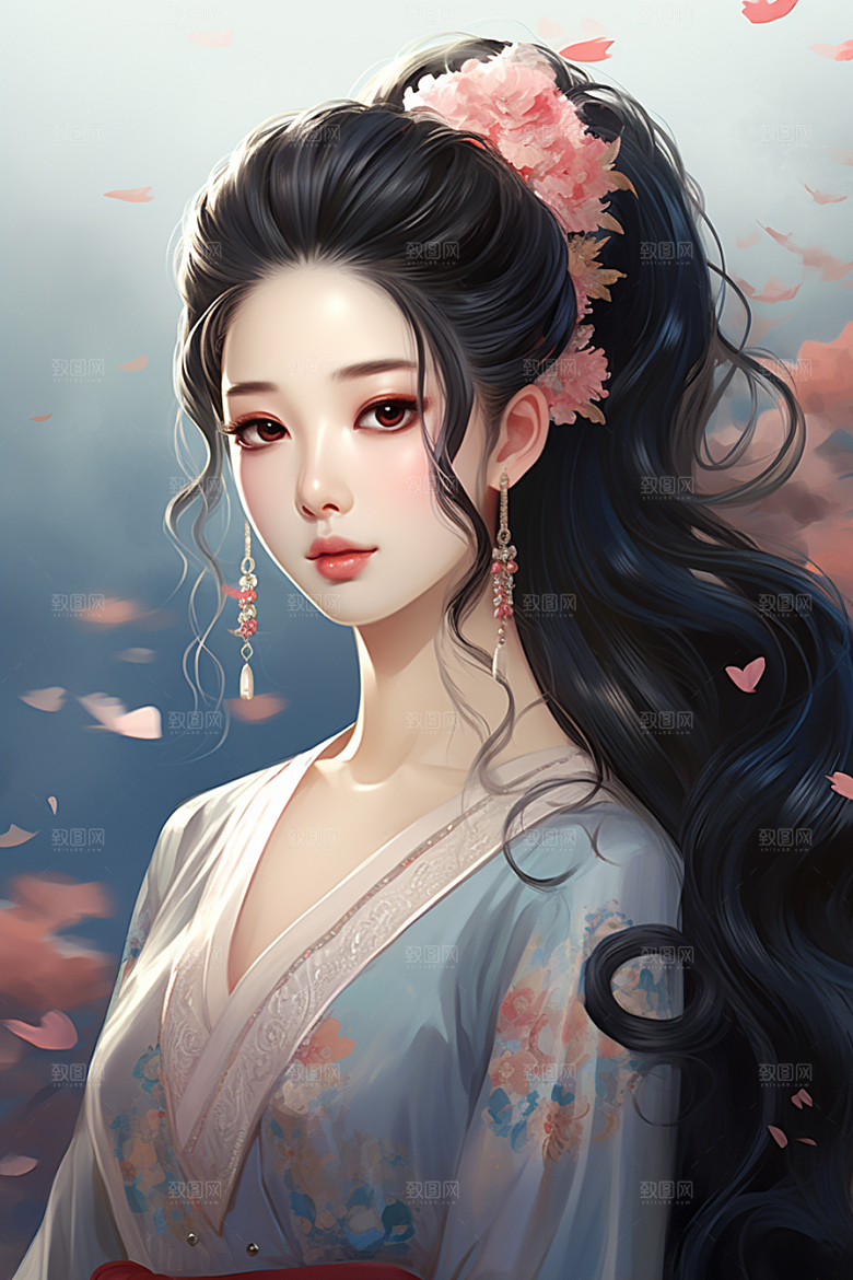 新中式美女文艺中国风插画