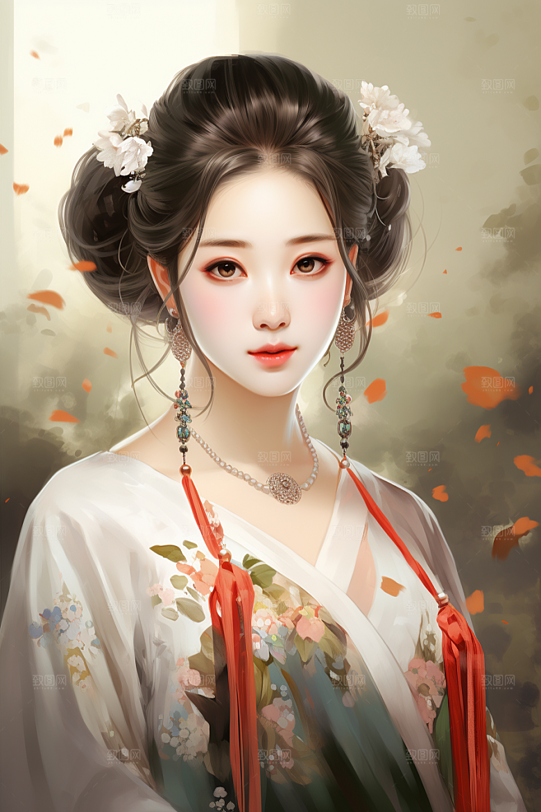 新中式美女中国风文艺插画