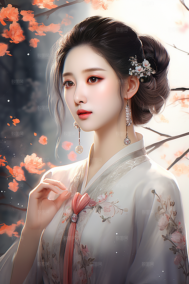 新中式美女文艺中国风插画