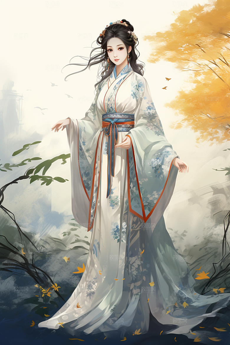 新中式美女唯美艺术插画