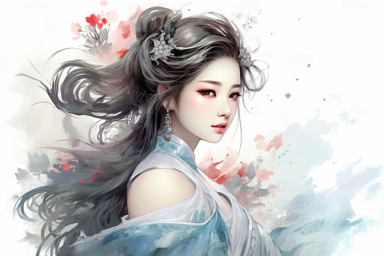新中式美女中国风温婉插画