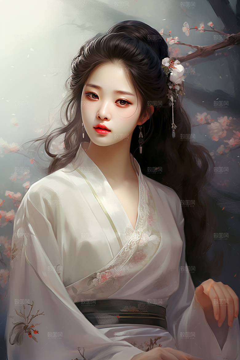 新中式美女温婉中国风插画