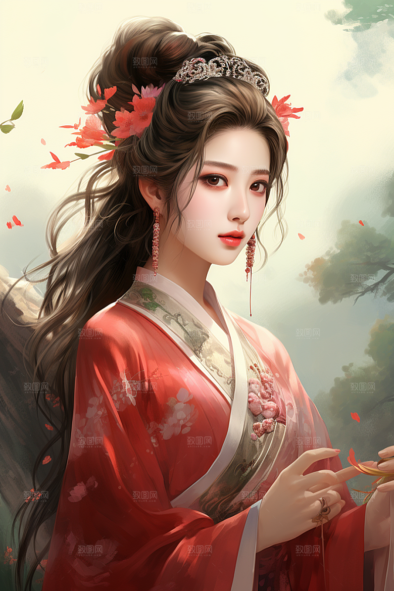 新中式美女温婉中国风插画