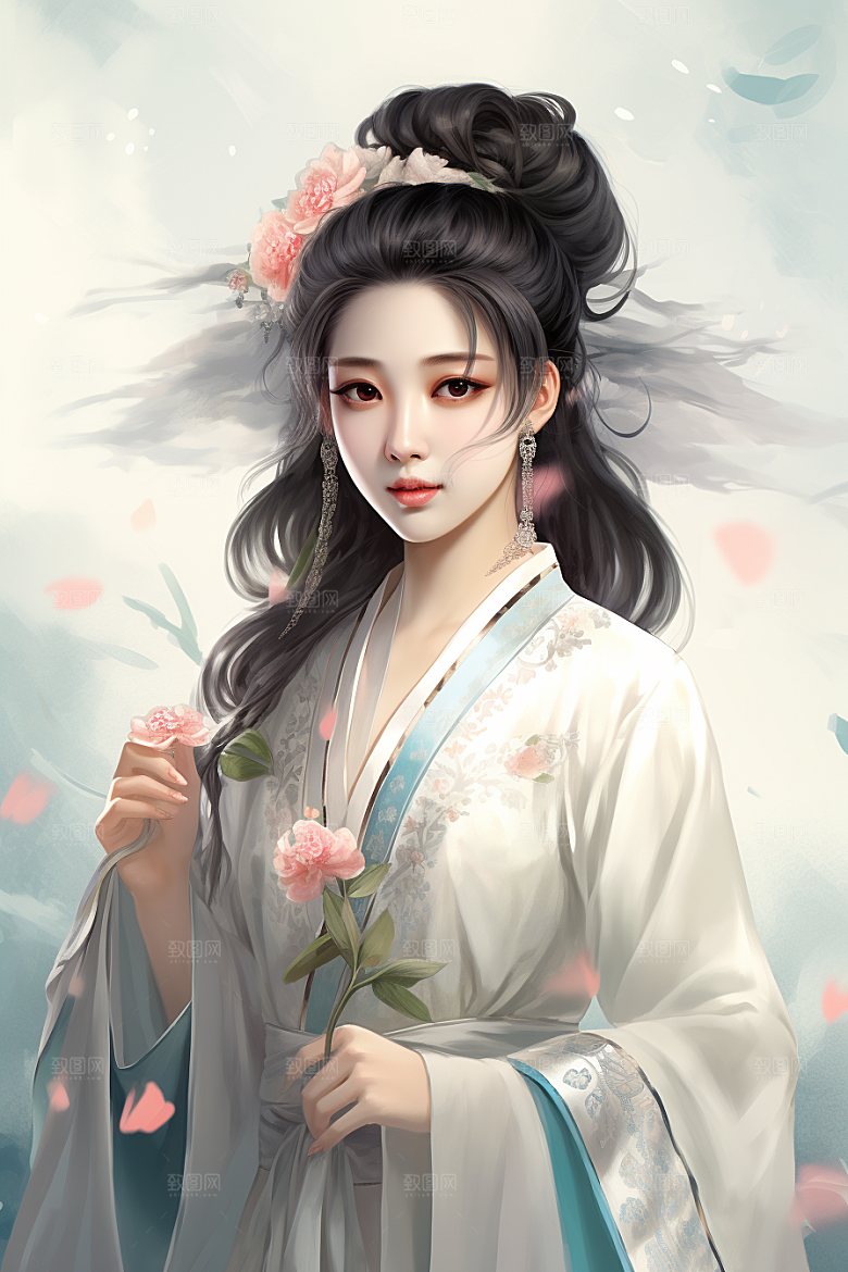 新中式美女文艺中国风插画