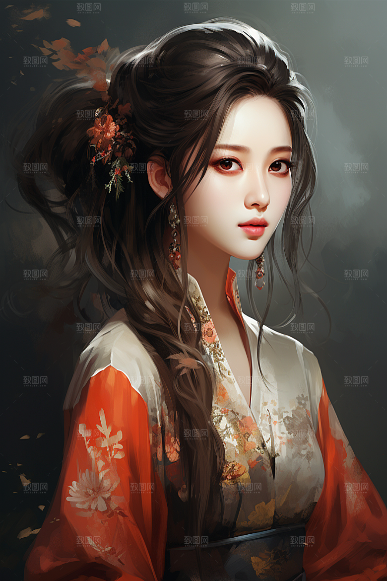 新中式美女唯美温婉插画