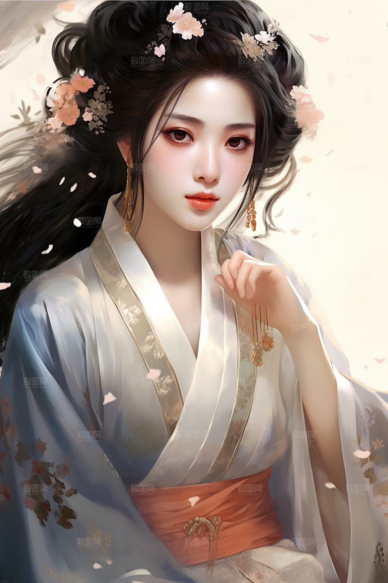 新中式美女艺术中国风插画