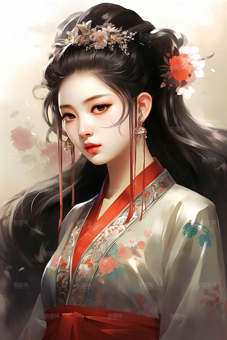 新中式美女中国风艺术插画
