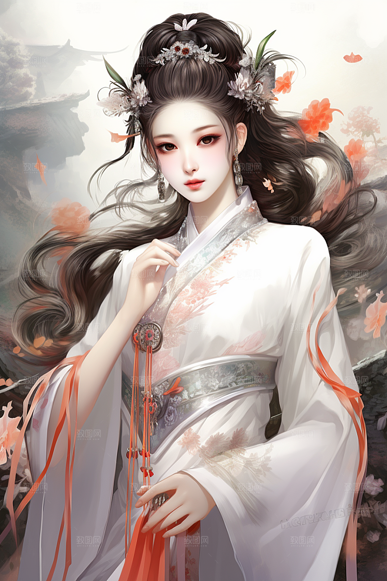 新中式美女中国风高清插画