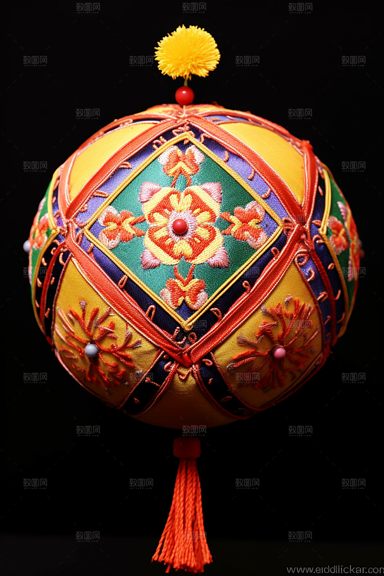 绣球针绣手工艺摄影图