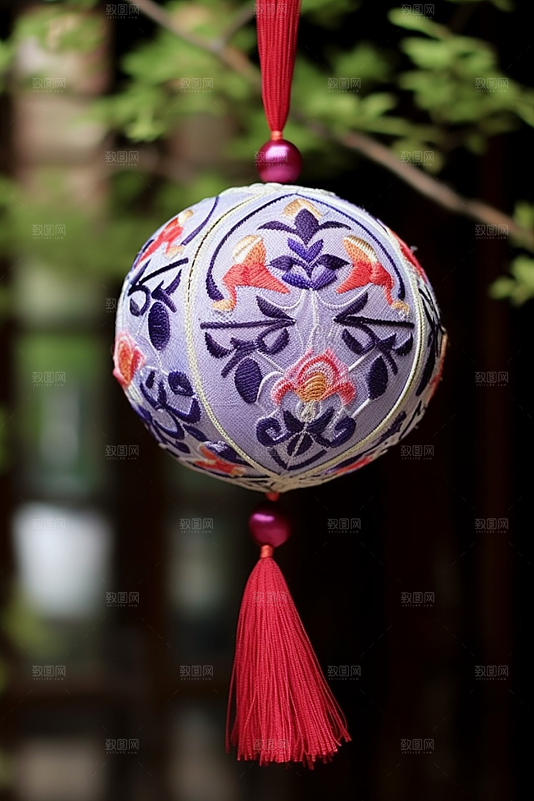 绣球针绣手工艺摄影图