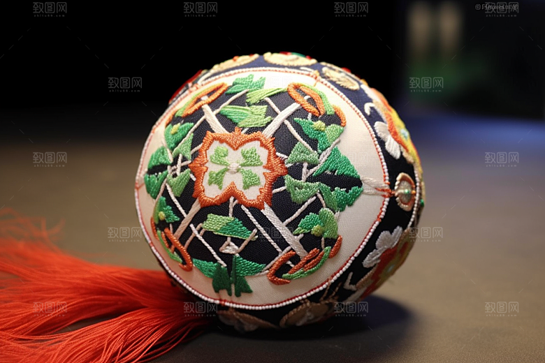 绣球中国风挂饰摄影图