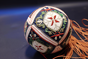 绣球刺绣传统文化摄影图